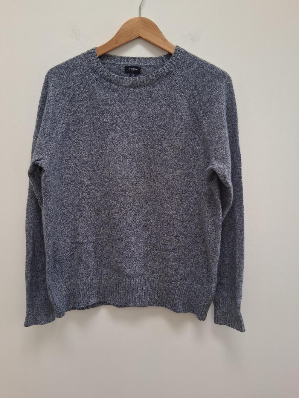 J. Crew Women's Heather Blue Marled Crewneck Sweater Medium Preppy Minimalist